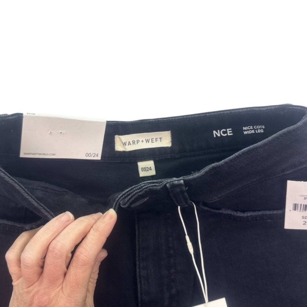 Warp + Weft NCE Nice Cote Wide Leg Black Jeans Size 24 NWT - Picture 6 of 16